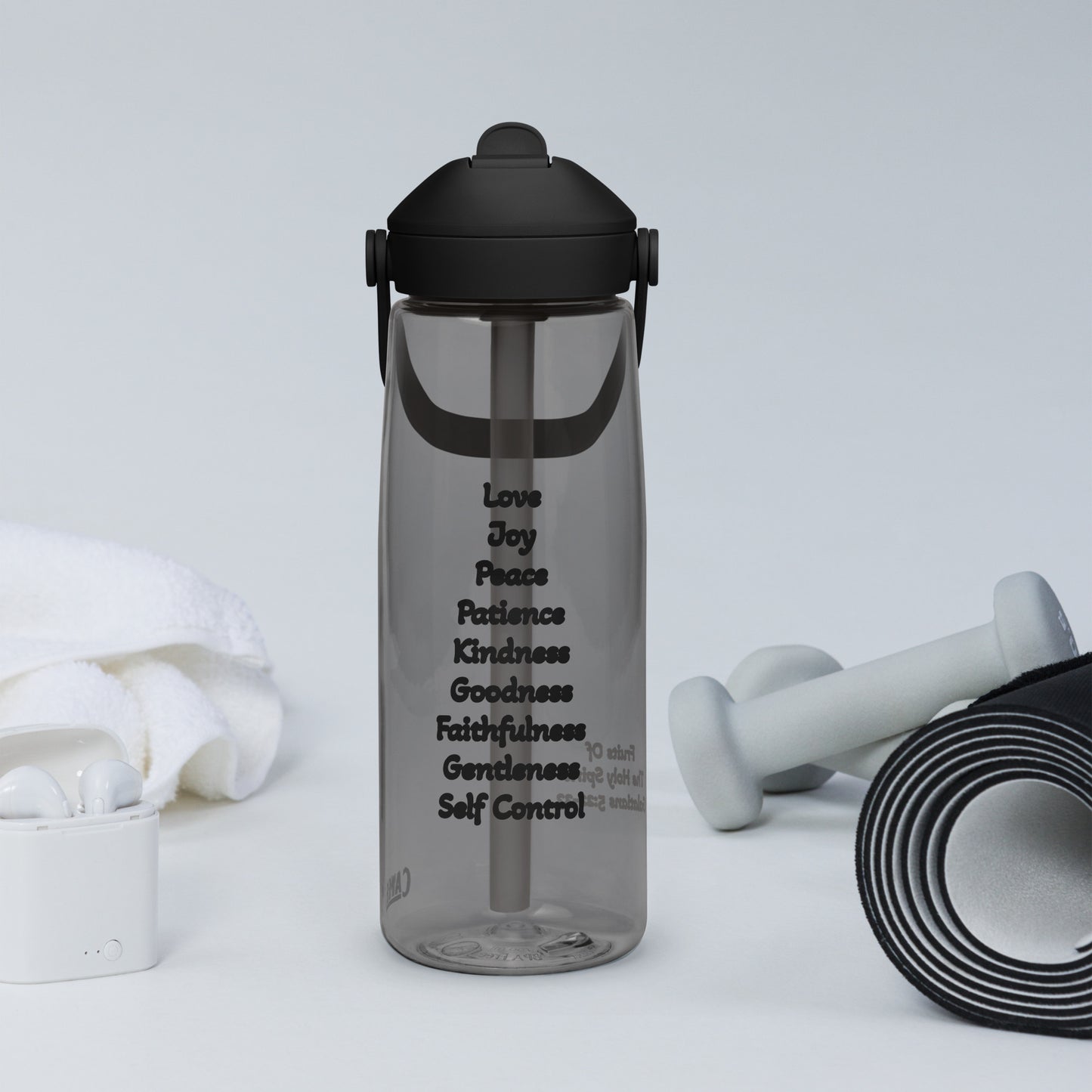 Fruits of The Holy Spirit Flip Straw Water Bottle