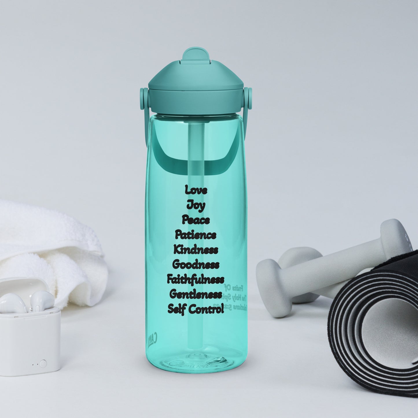 Fruits of The Holy Spirit Flip Straw Water Bottle