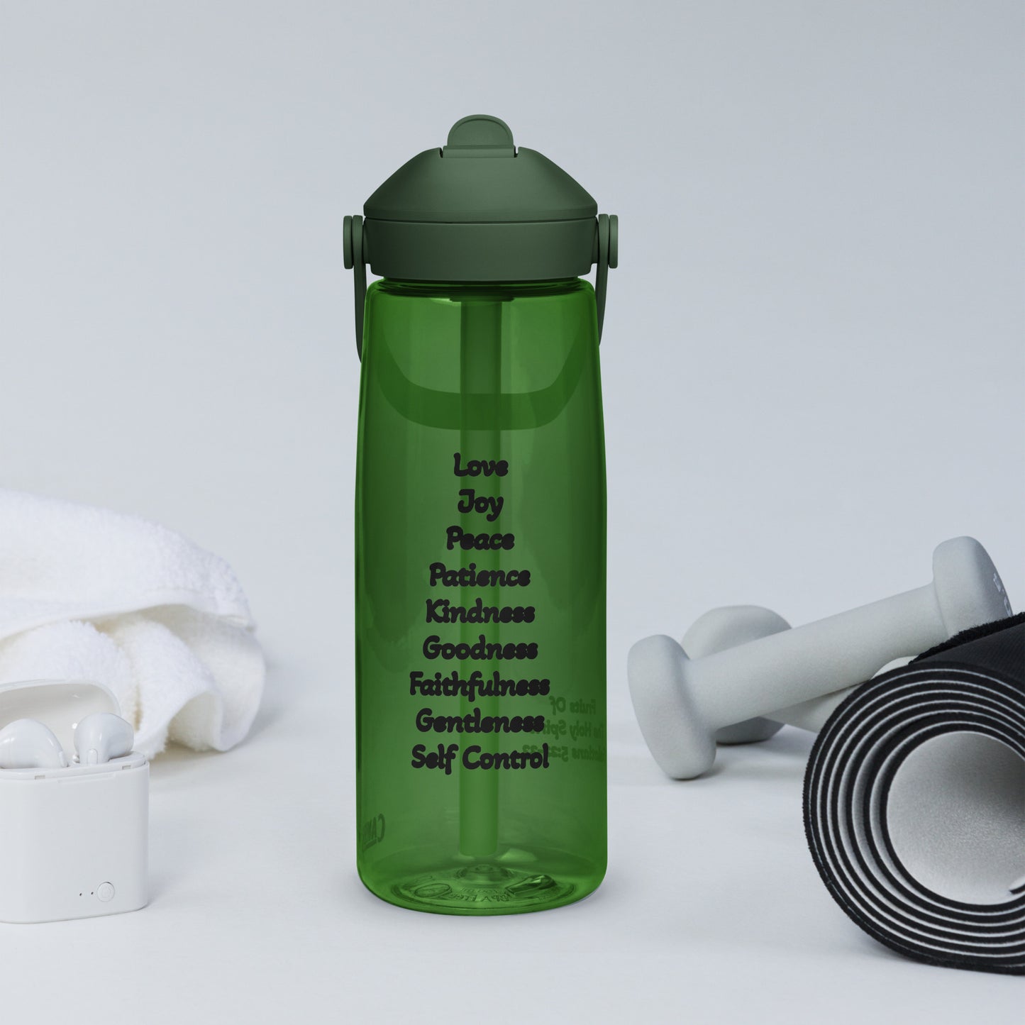 Fruits of The Holy Spirit Flip Straw Water Bottle
