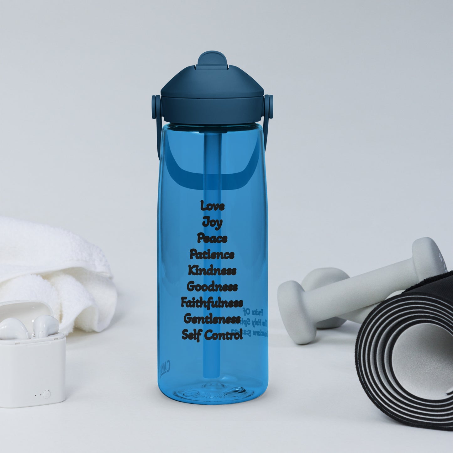 Fruits of The Holy Spirit Flip Straw Water Bottle