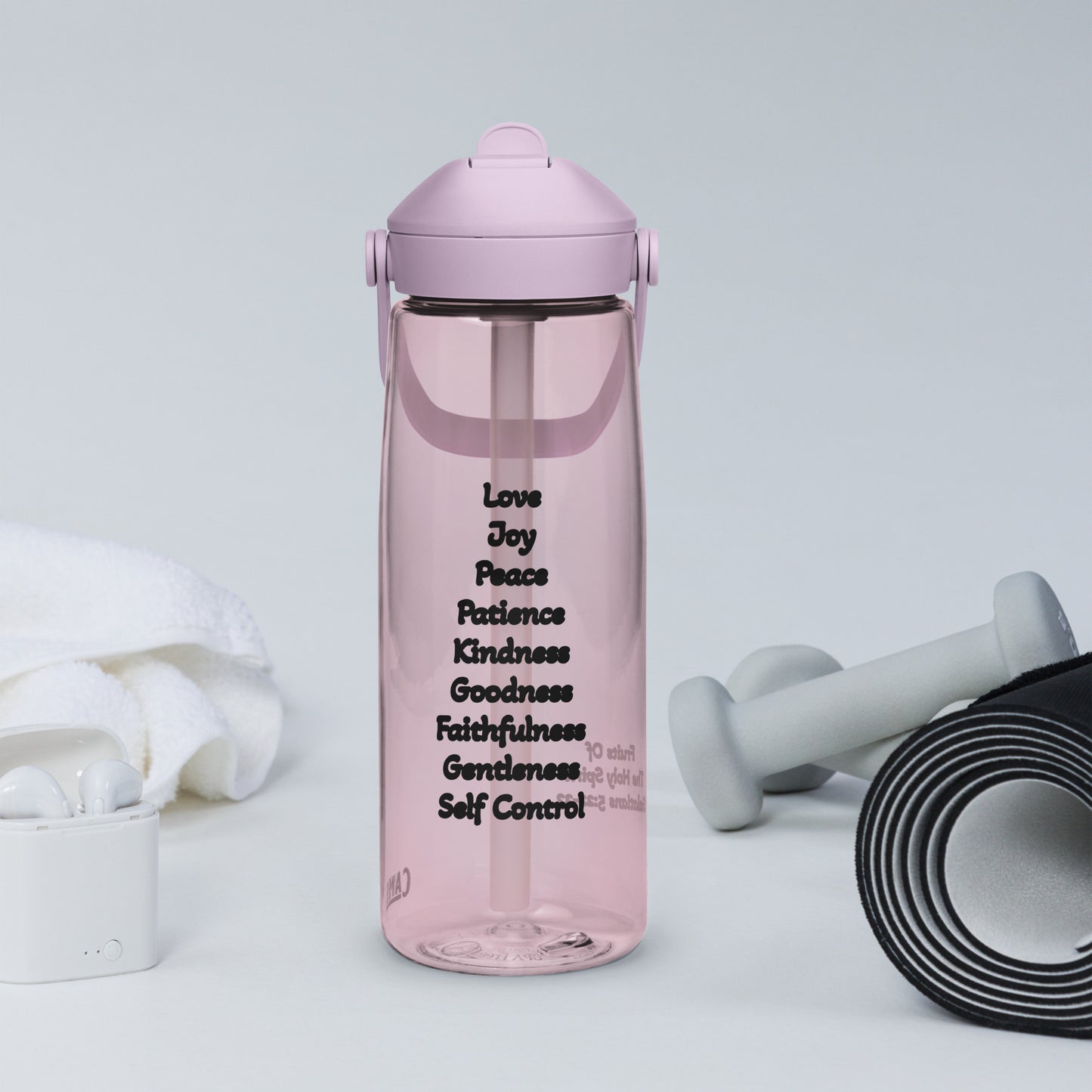 Fruits of The Holy Spirit Flip Straw Water Bottle